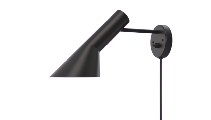 Sort v&aelig;glampe fra Louis Poulsen design AJ med ledning